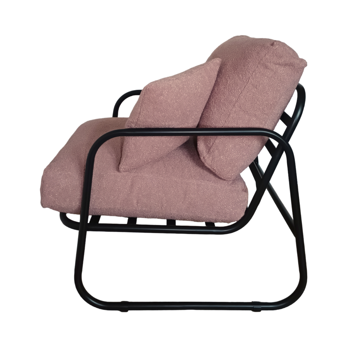 Fotel wypoczynkowy NUBE ROSADO negro Fotel wypoczynkowy wykonany ze stali i tkaniny boucle do salonu