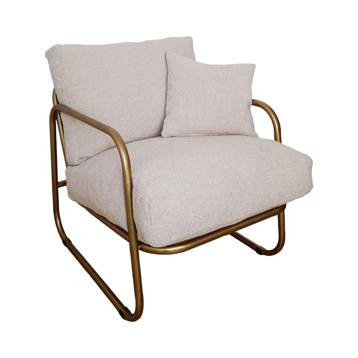 Fotel wypoczynkowy NUBE BEIGE dorado Fotel wypoczynkowy metal i boucle