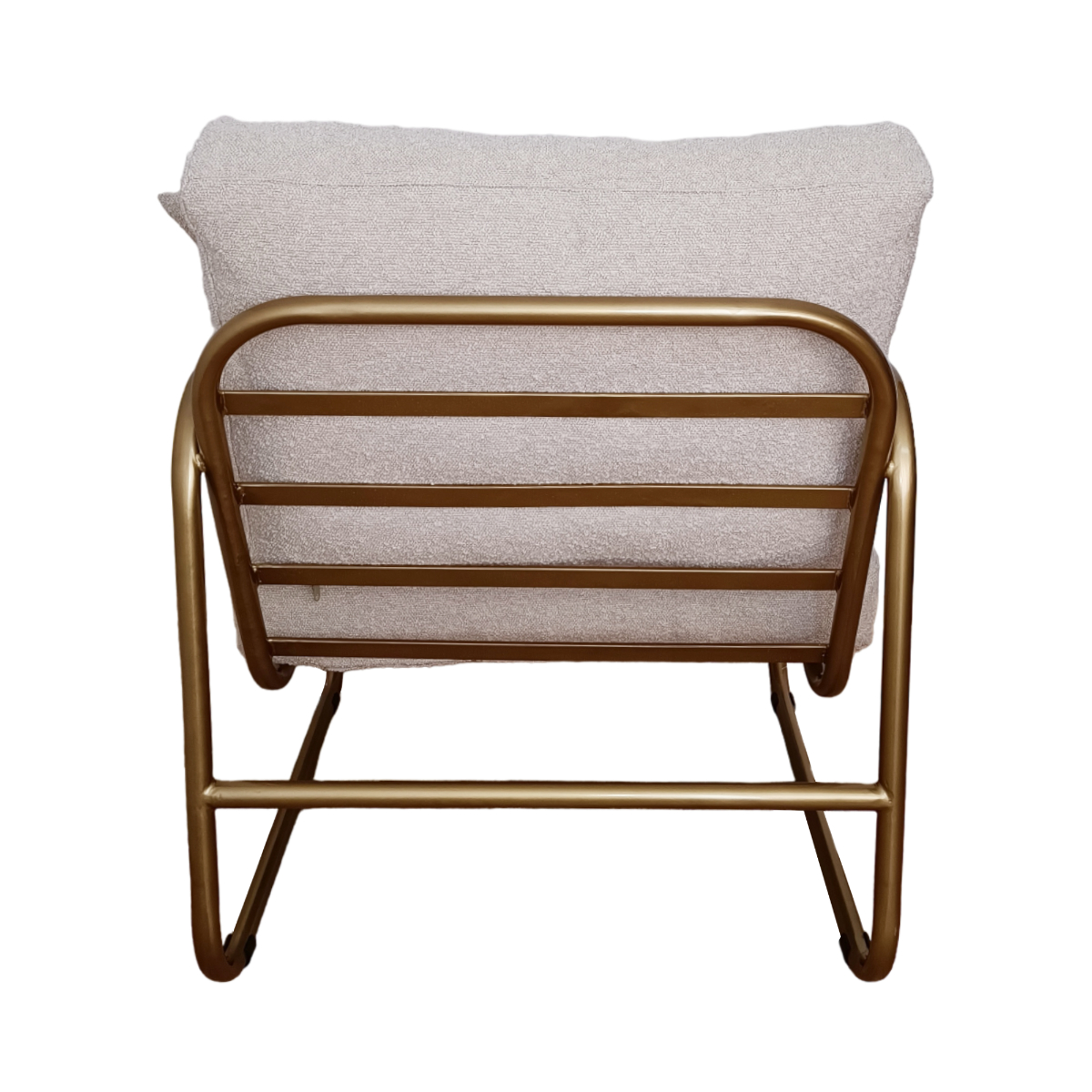 Fotel wypoczynkowy NUBE BEIGE dorado Fotel wypoczynkowy wykonany z metalu i tkaniny boucle