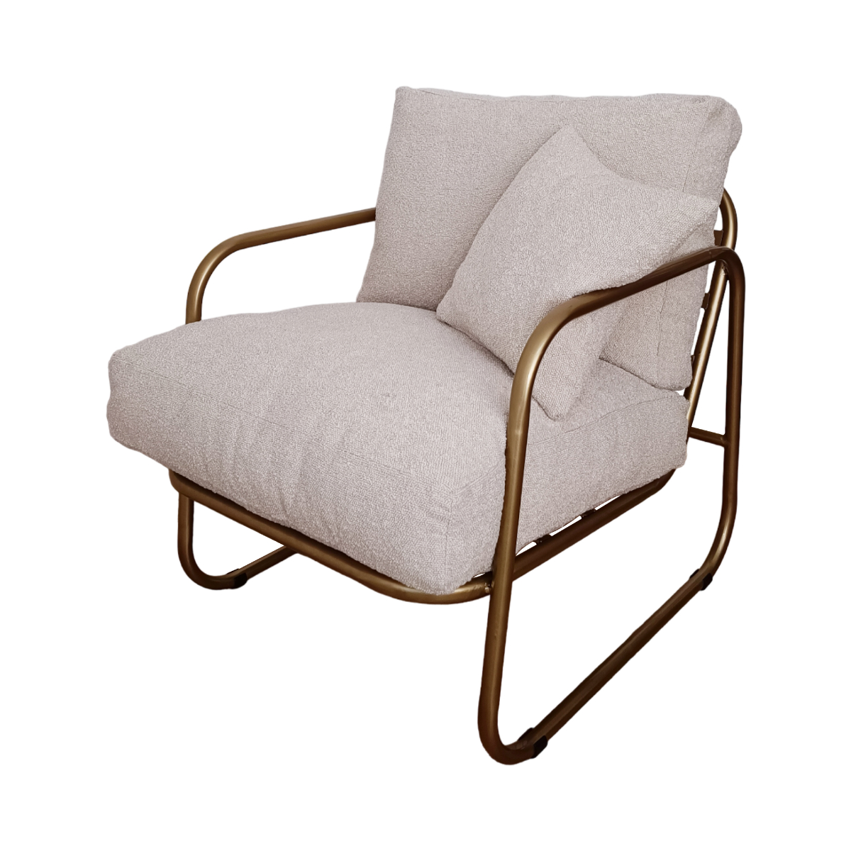 Fotel wypoczynkowy NUBE BEIGE dorado Metalowy fotel wypoczynkowy do salonu, sypialni